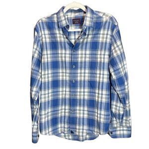 UNTUCKit Fiano Men's Long Sleeve Plaid Shirt Sz M 100% Cotton blue white